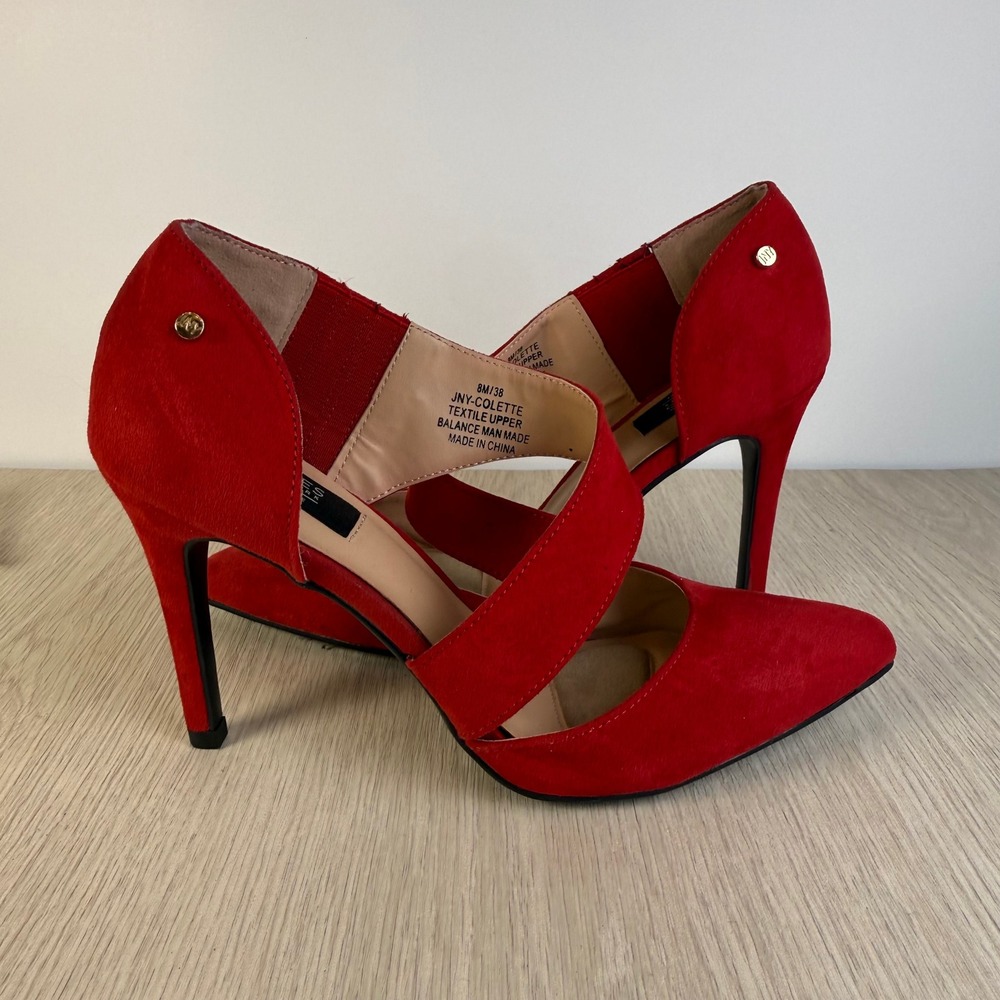 Jones New York Signature Colette Red Pointed‎ Toe Asymmetrical Strap Heels 8M